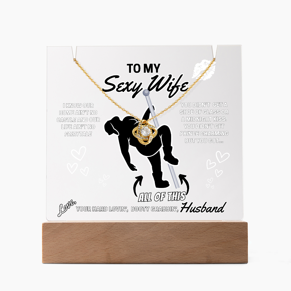 Beautiful Sparkling Love Knot Necklace with LED lighted sign display-She gets a necklace, a nightlight, and YOU!