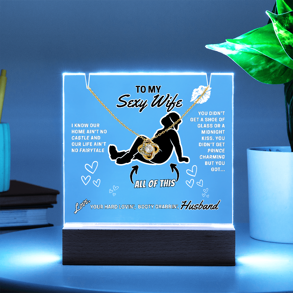 Love Knot Necklace with funny LED greeting card for Your Sexy Wife!- She's so lucky to get ALL of you!