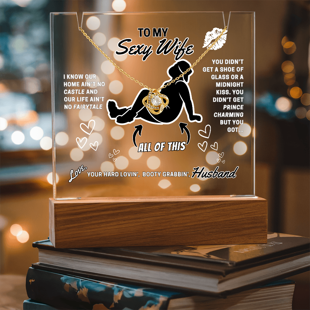 Love Knot Necklace with funny LED greeting card for Your Sexy Wife!- She's so lucky to get ALL of you!