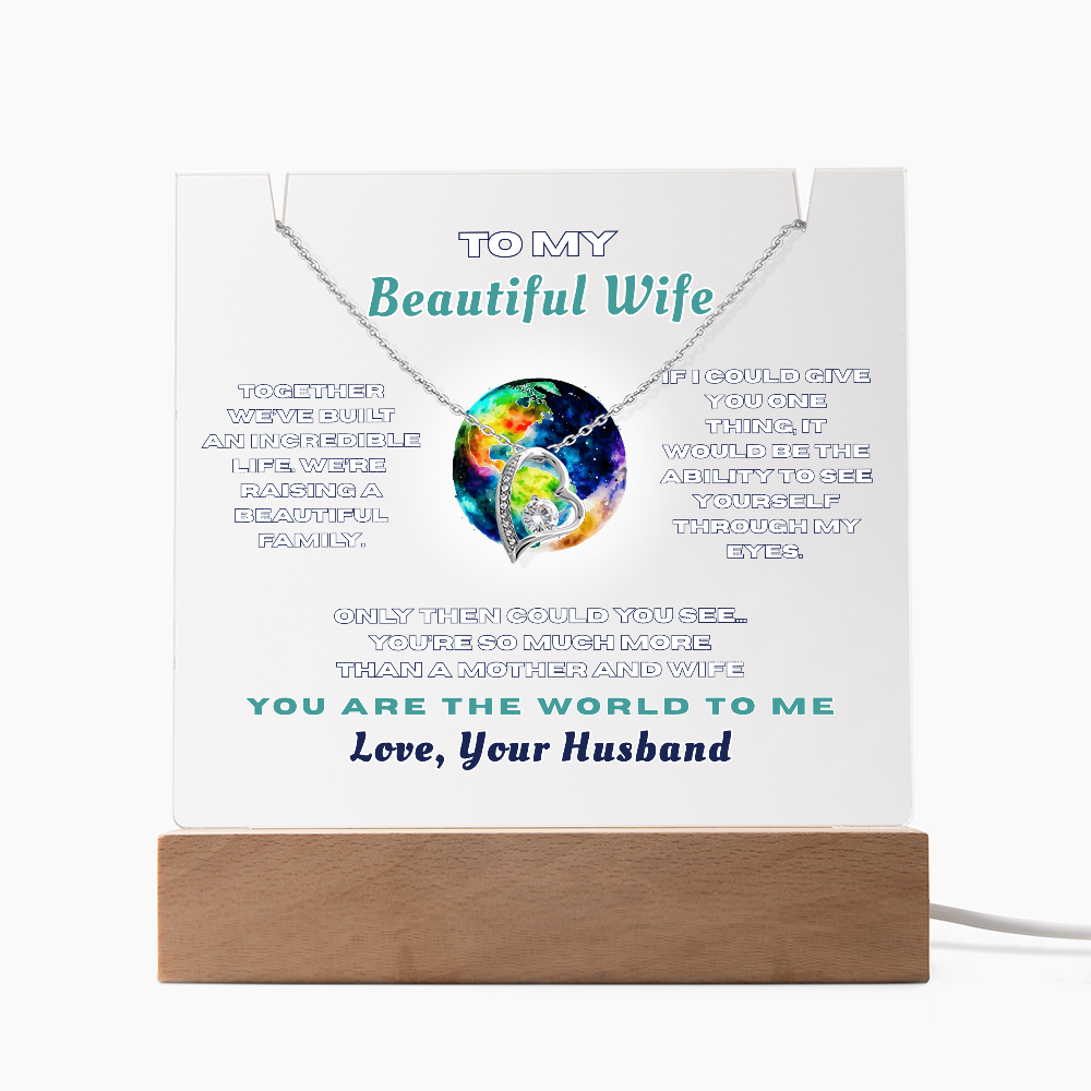 Forever Love Heart Necklace for your Beautiful Wife-She's the World to You
