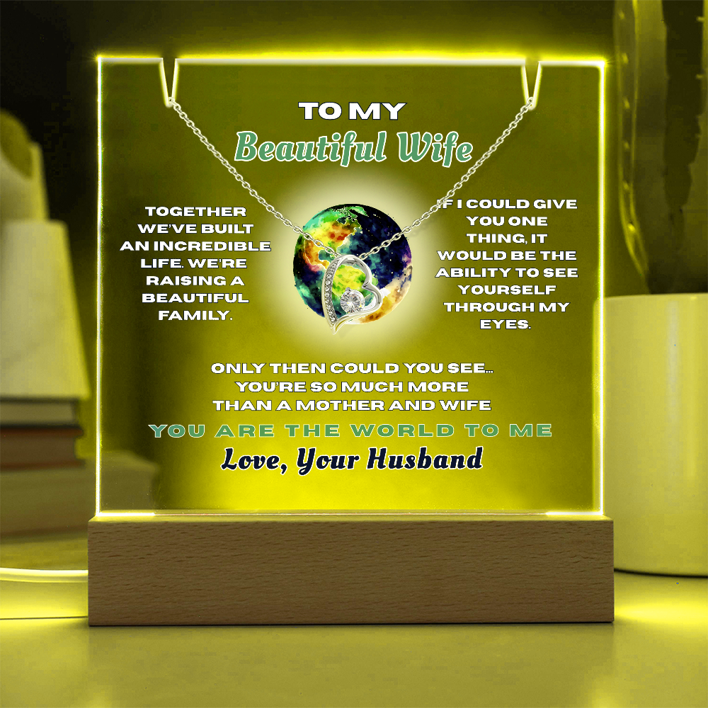 Forever Love Heart Necklace for your Beautiful Wife-She's the World to You