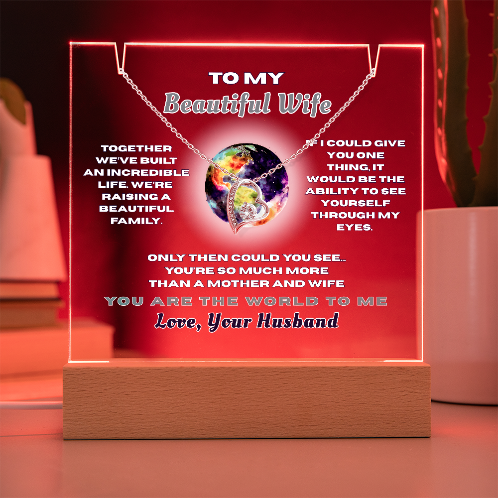 Forever Love Heart Necklace for your Beautiful Wife-She's the World to You