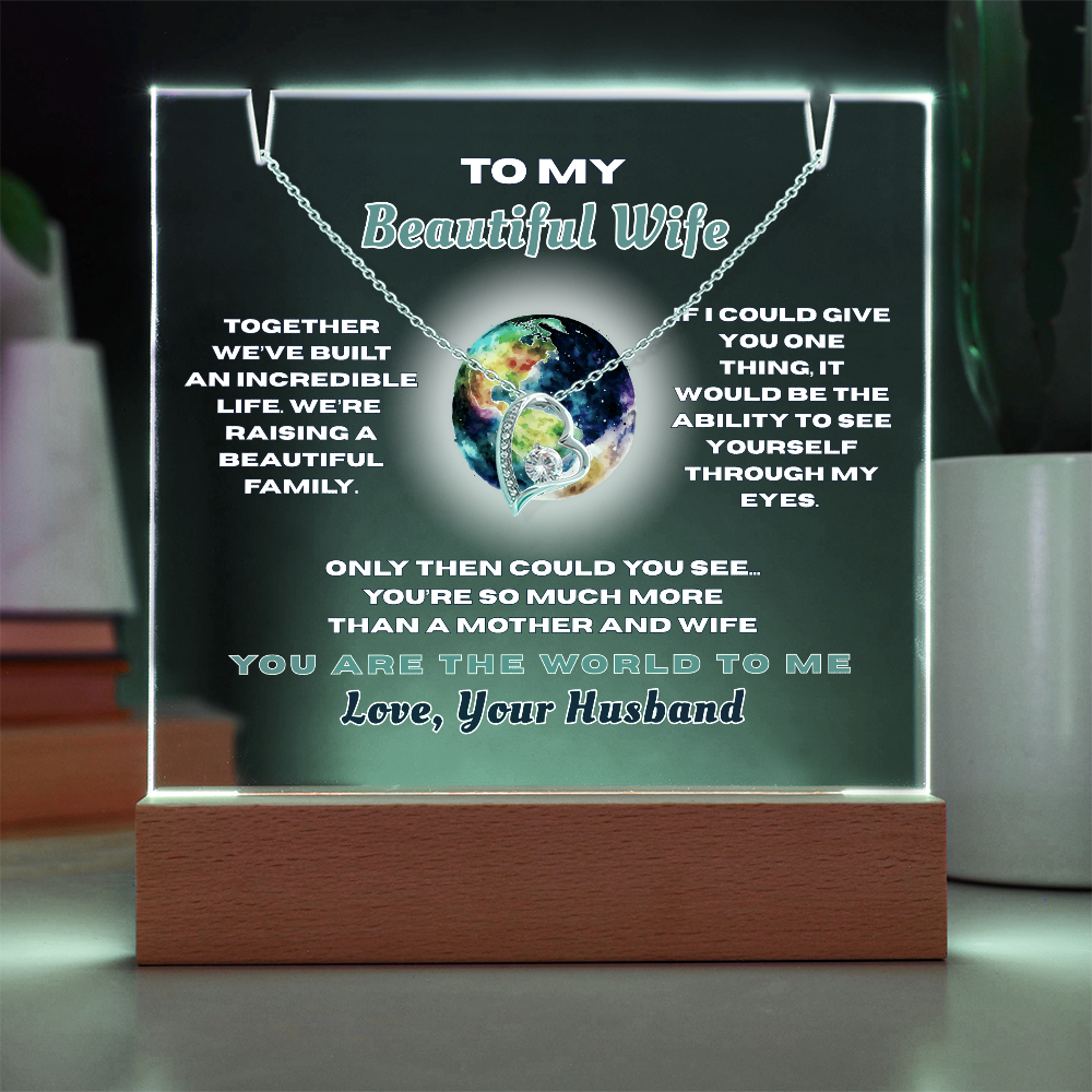 Forever Love Heart Necklace for your Beautiful Wife-She's the World to You