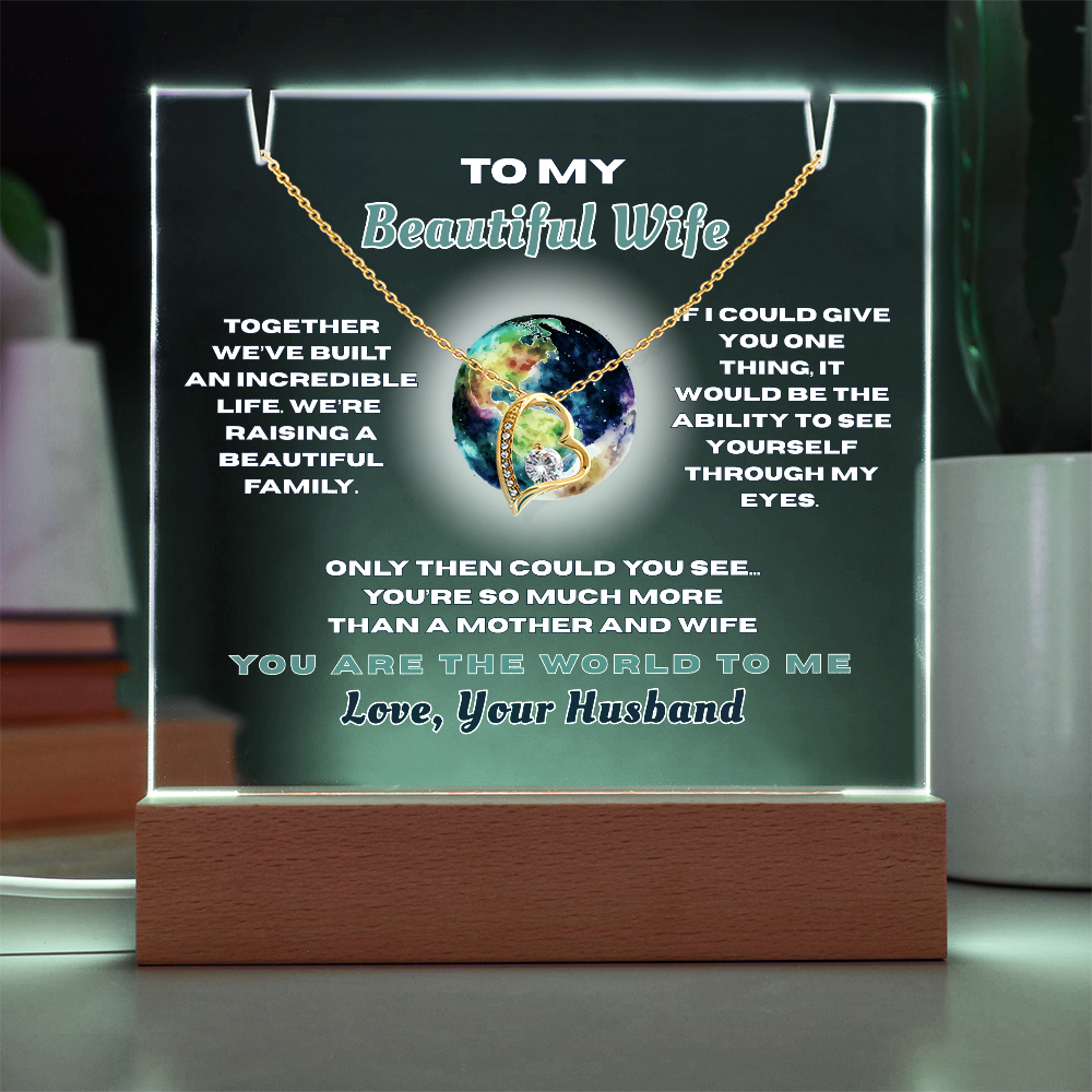 Forever Love Heart Necklace for your Beautiful Wife-She's the World to You