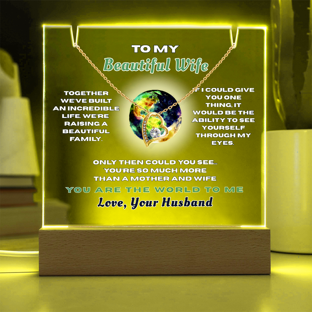 Forever Love Heart Necklace for your Beautiful Wife-She's the World to You