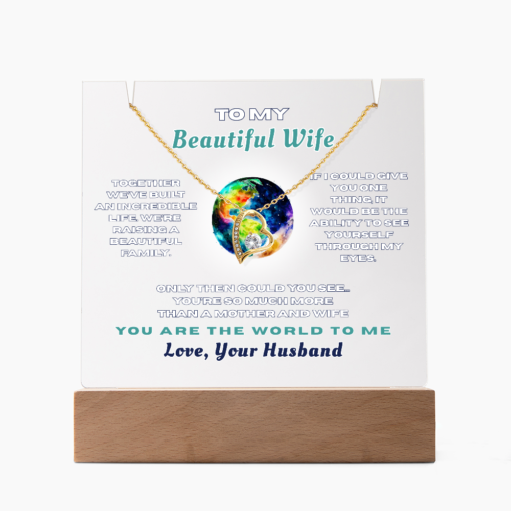 Forever Love Heart Necklace for your Beautiful Wife-She's the World to You