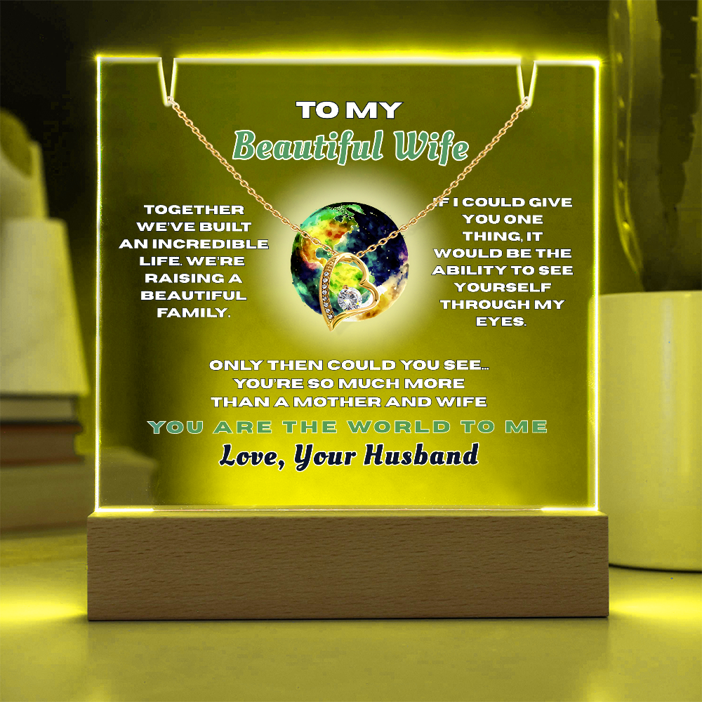 Forever Love Heart Necklace for your Beautiful Wife-She's the World to You