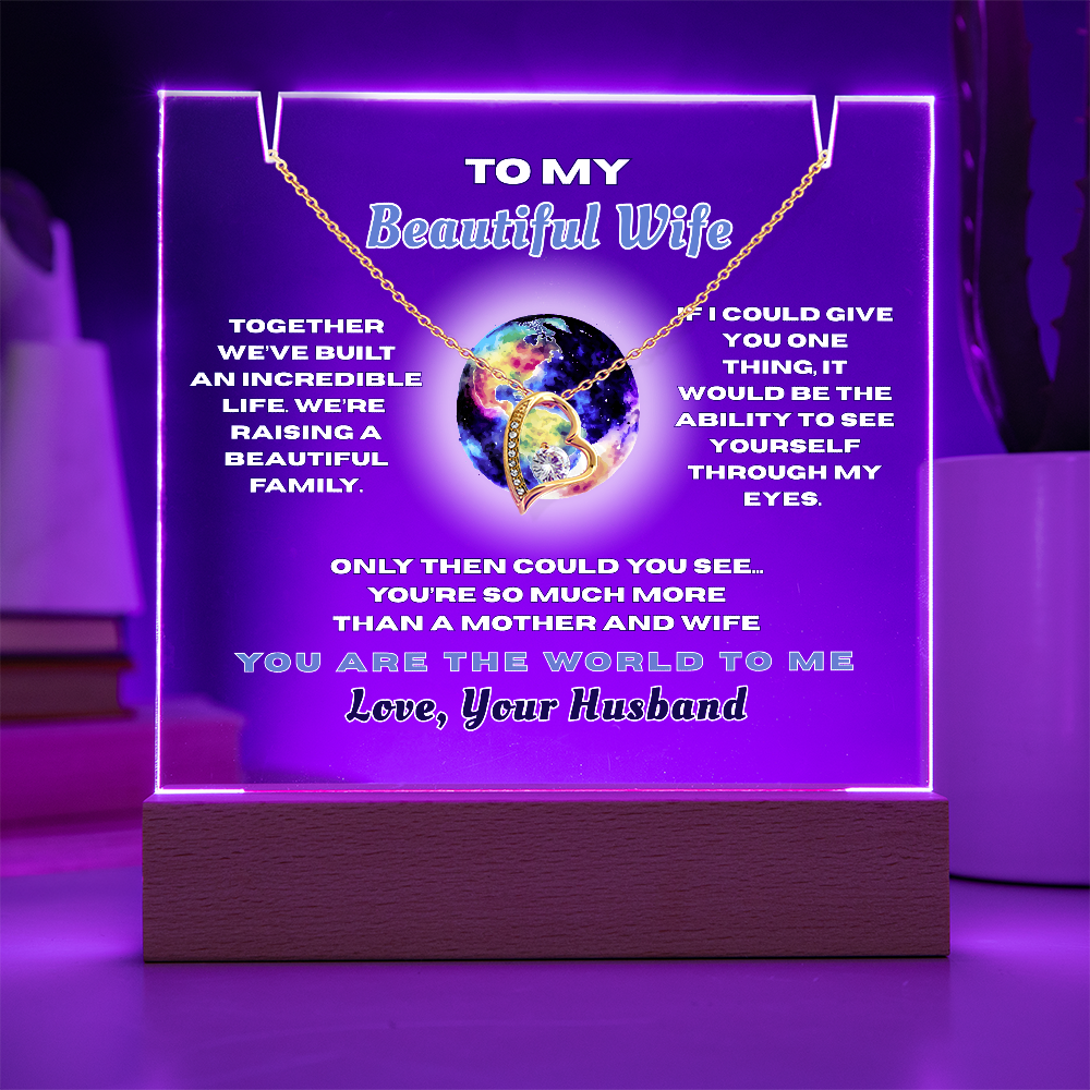 Forever Love Heart Necklace for your Beautiful Wife-She's the World to You