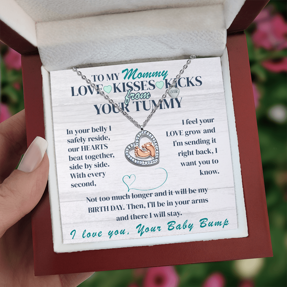 Baby Feet Heart Necklace from Your Tummy- Adorable necklace for the Mother-to-Be.