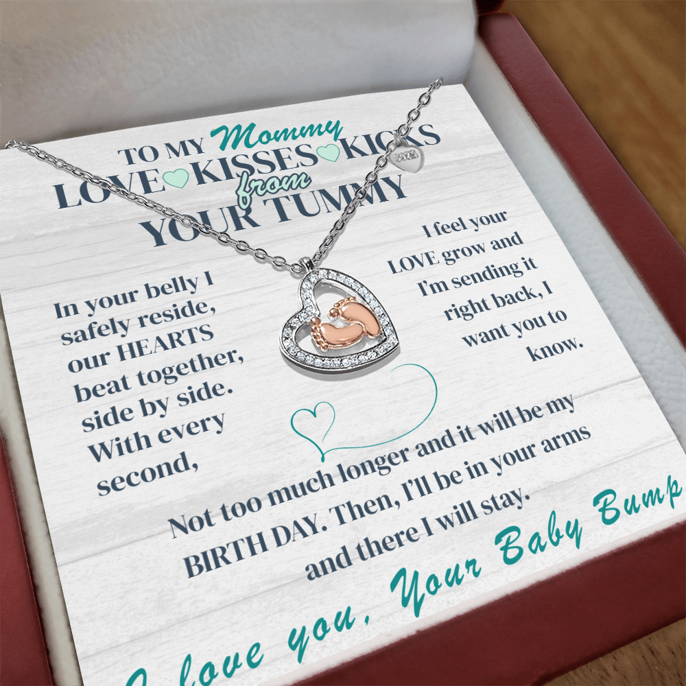 Baby Feet Heart Necklace from Your Tummy- Adorable necklace for the Mother-to-Be.