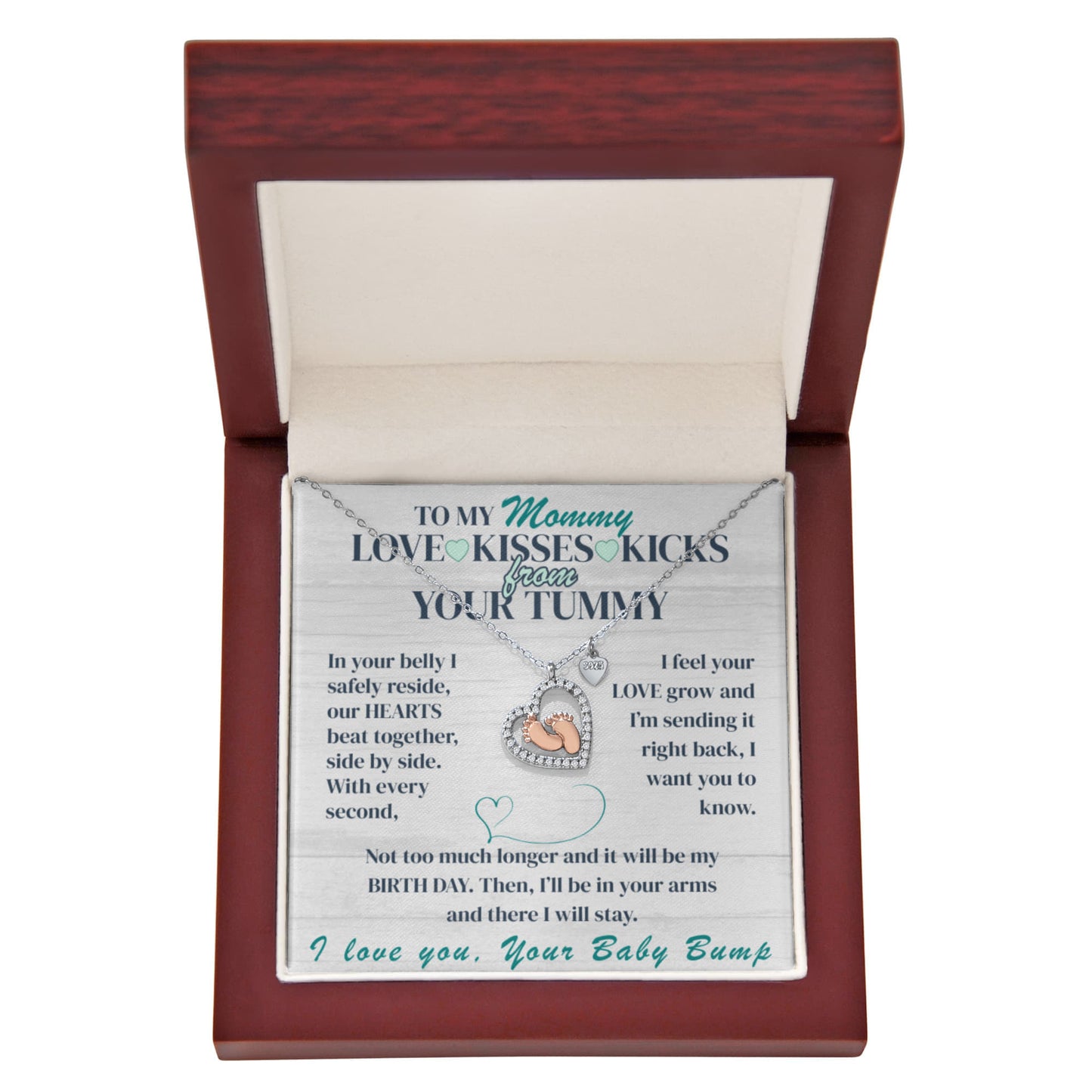 Baby Feet Heart Necklace from Your Tummy- Adorable necklace for the Mother-to-Be.