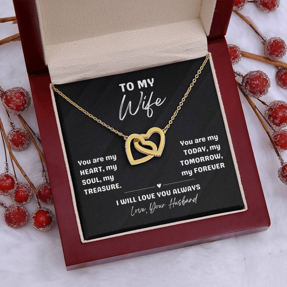 💖 "My Heart, My Soul, My Forever" Interlocking Hearts Necklace for your Beautiful Wife