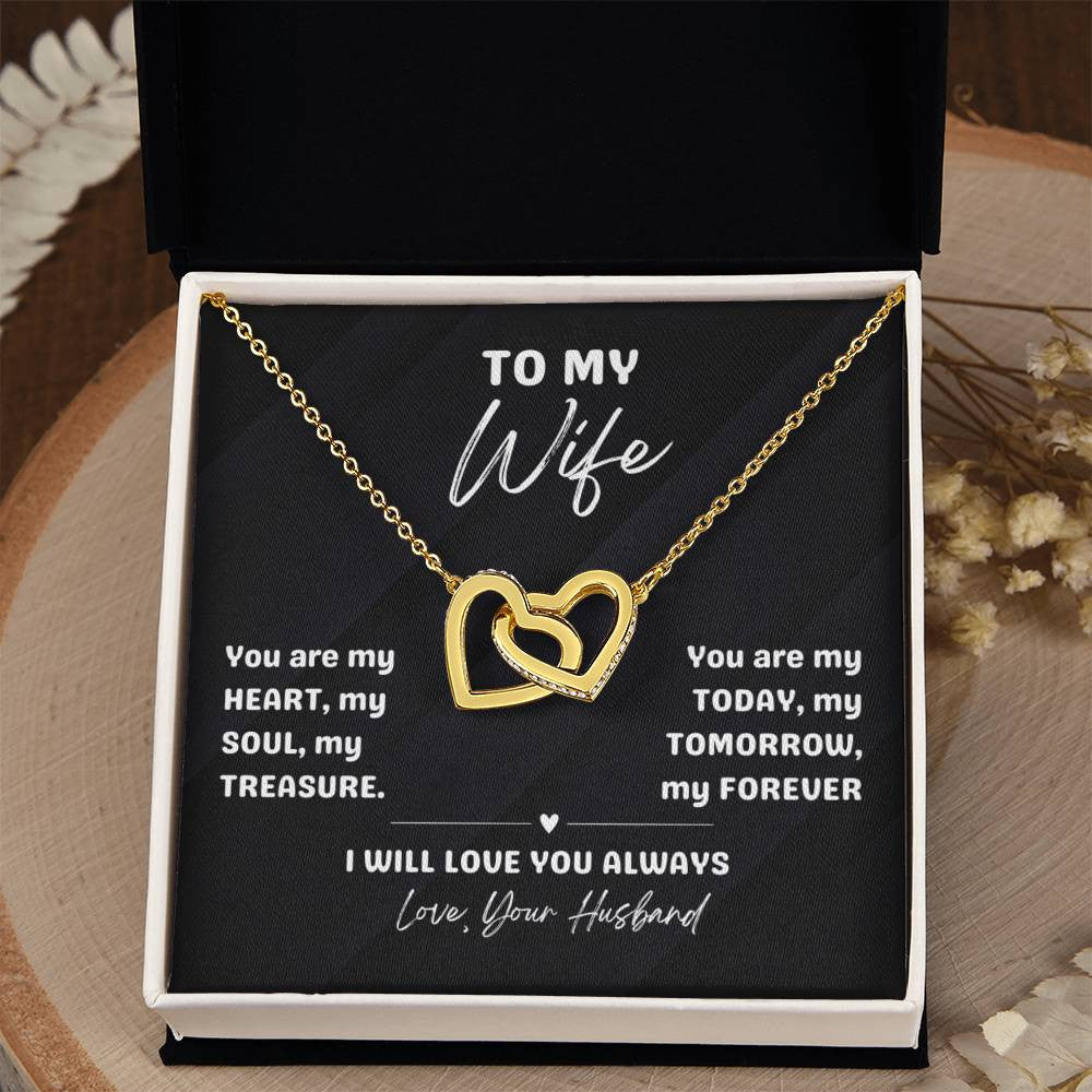 💖 "My Heart, My Soul, My Forever" Interlocking Hearts Necklace for your Beautiful Wife