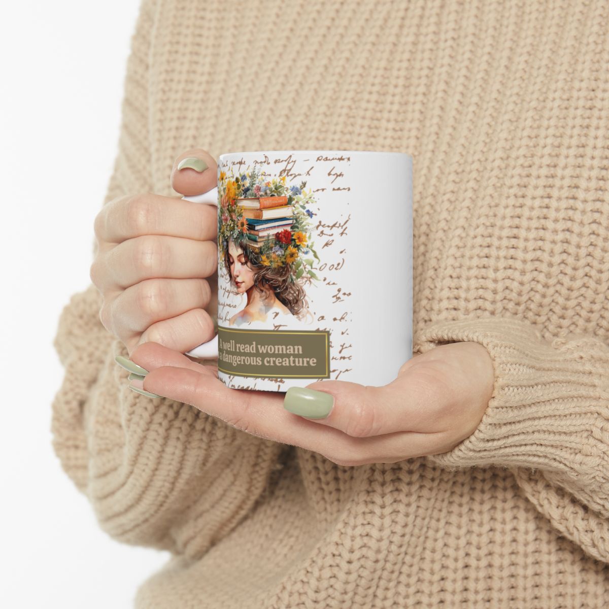 Literary Mug for Women - 'A Well-Read Woman' Quote, Flowers and Books, Ideal for Readers, Coffee & Tea Mug, 11oz and 15oz Sizes