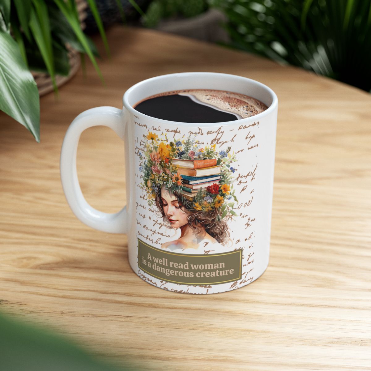 Literary Mug for Women - 'A Well-Read Woman' Quote, Flowers and Books, Ideal for Readers, Coffee & Tea Mug, 11oz and 15oz Sizes