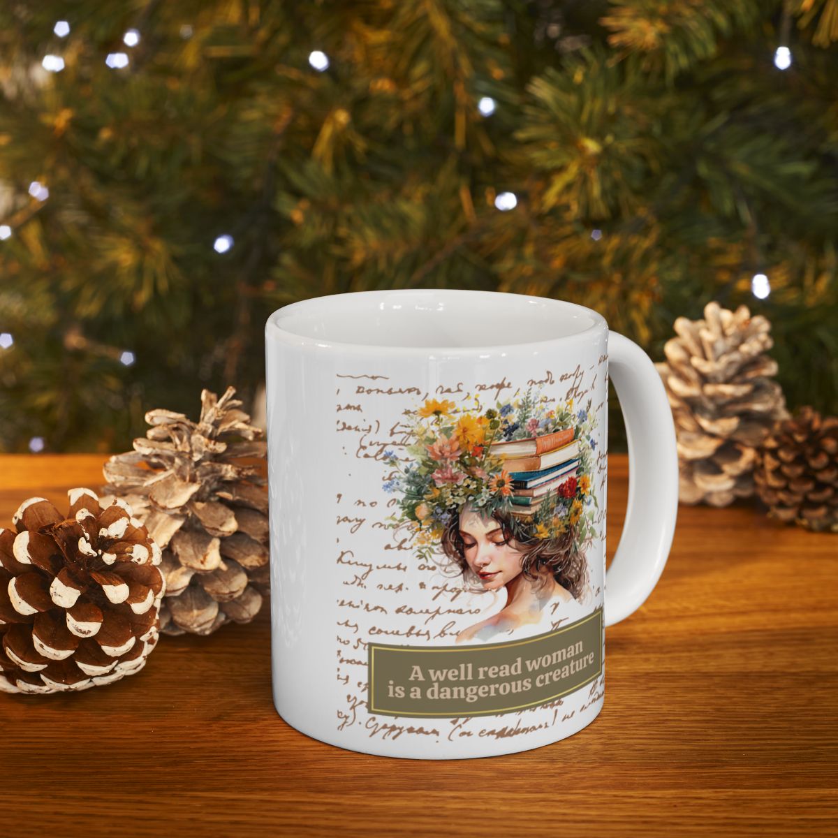 Literary Mug for Women - 'A Well-Read Woman' Quote, Flowers and Books, Ideal for Readers, Coffee & Tea Mug, 11oz and 15oz Sizes