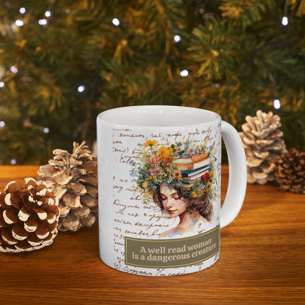 Literary Mug for Women - 'A Well-Read Woman' Quote, Flowers and Books, Ideal for Readers, Coffee & Tea Mug, 11oz and 15oz Sizes