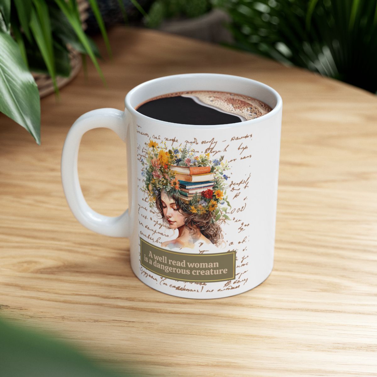 Literary Mug for Women - 'A Well-Read Woman' Quote, Flowers and Books, Ideal for Readers, Coffee & Tea Mug, 11oz and 15oz Sizes