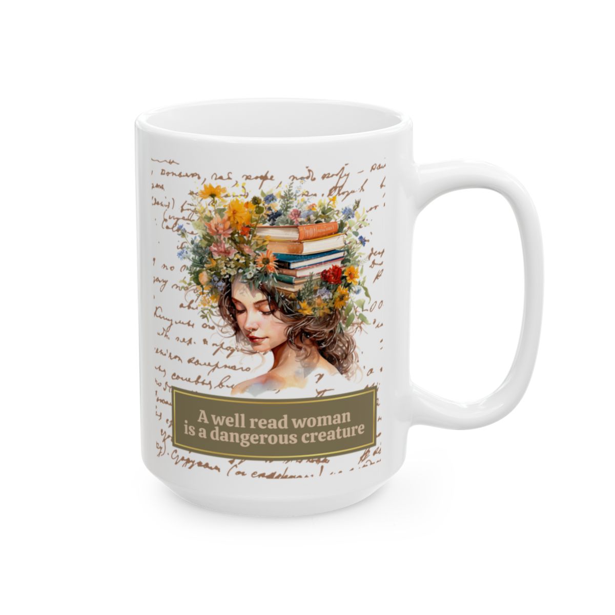 Literary Mug for Women - 'A Well-Read Woman' Quote, Flowers and Books, Ideal for Readers, Coffee & Tea Mug, 11oz and 15oz Sizes