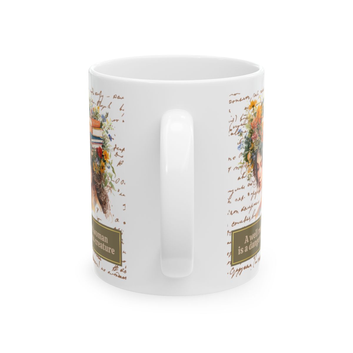 Literary Mug for Women - 'A Well-Read Woman' Quote, Flowers and Books, Ideal for Readers, Coffee & Tea Mug, 11oz and 15oz Sizes