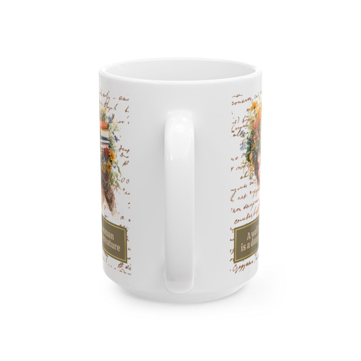 Literary Mug for Women - 'A Well-Read Woman' Quote, Flowers and Books, Ideal for Readers, Coffee & Tea Mug, 11oz and 15oz Sizes