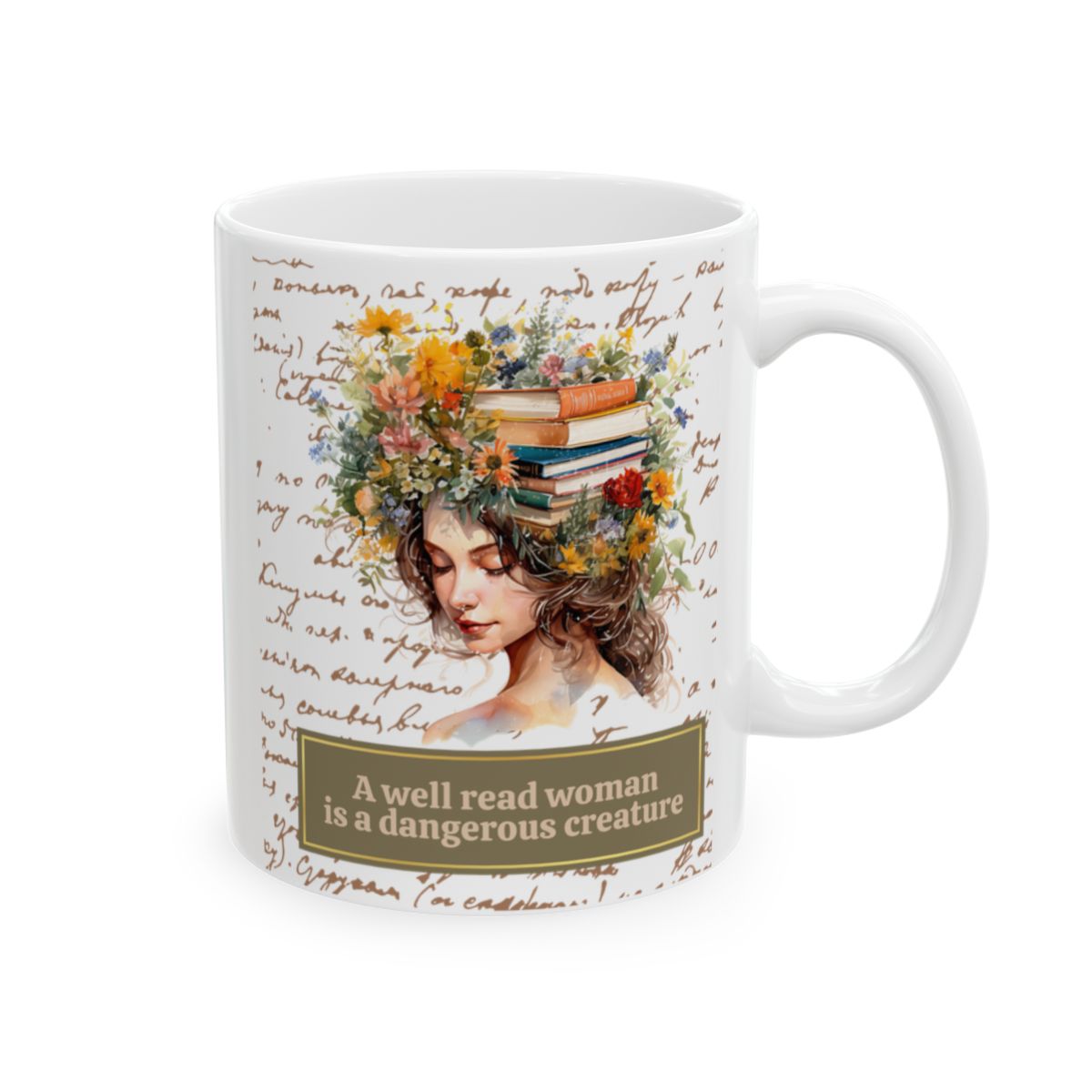 Literary Mug for Women - 'A Well-Read Woman' Quote, Flowers and Books, Ideal for Readers, Coffee & Tea Mug, 11oz and 15oz Sizes