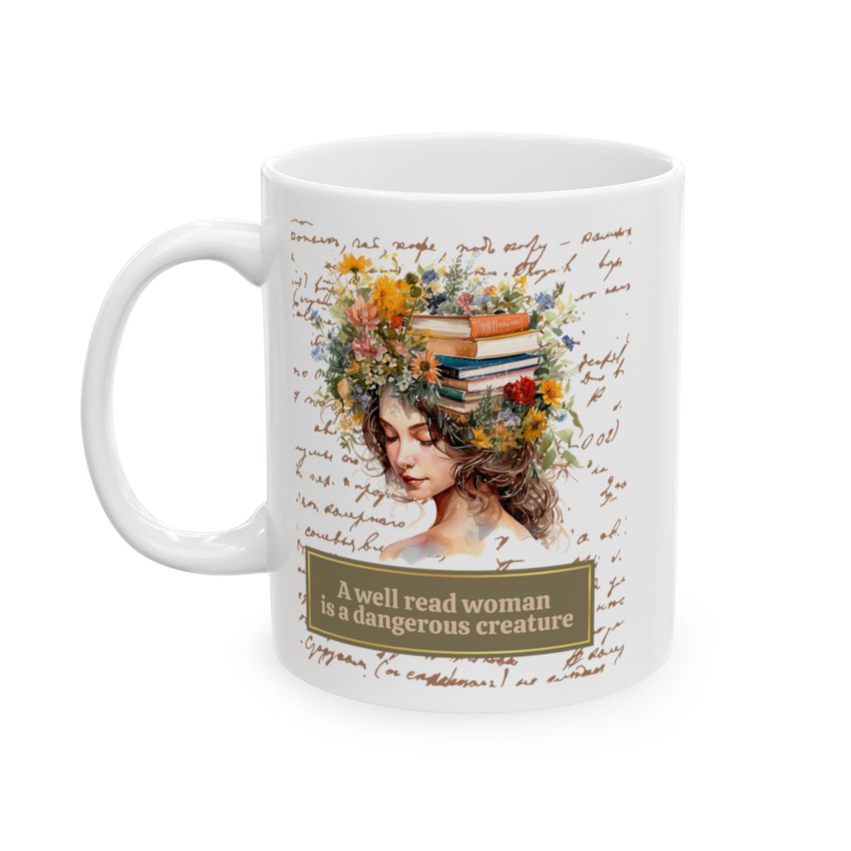 Literary Mug for Women - 'A Well-Read Woman' Quote, Flowers and Books, Ideal for Readers, Coffee & Tea Mug, 11oz and 15oz Sizes