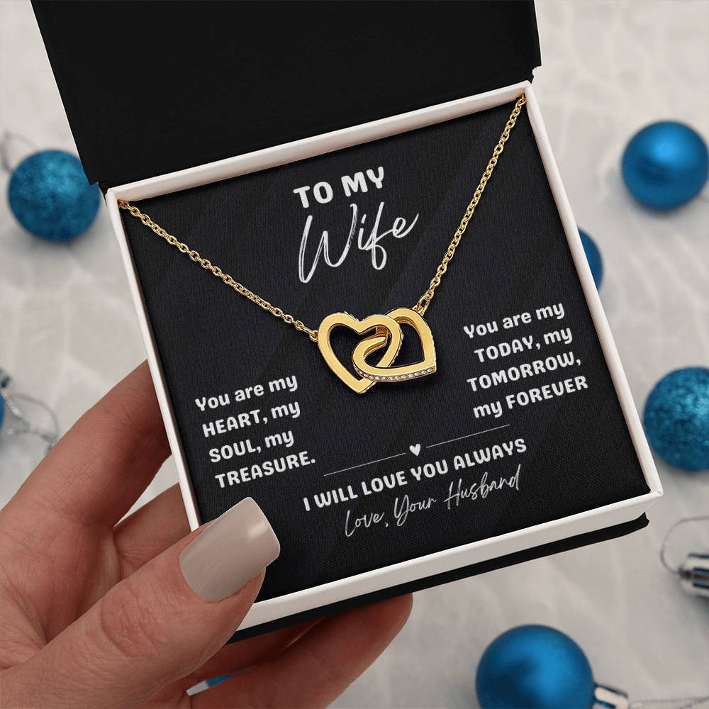 💖 "My Heart, My Soul, My Forever" Interlocking Hearts Necklace for your Beautiful Wife