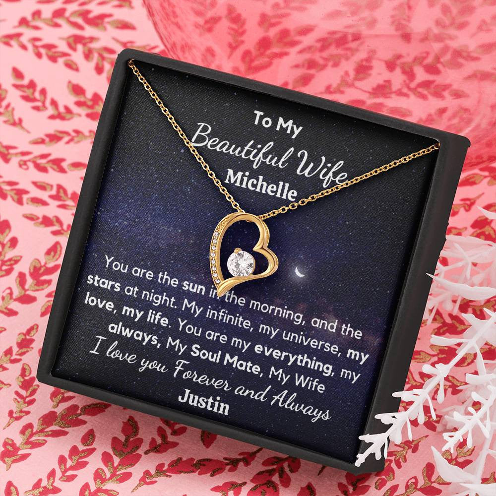 Forever Love Heart Necklace for your Beautiful Wife-Personalized with your names!