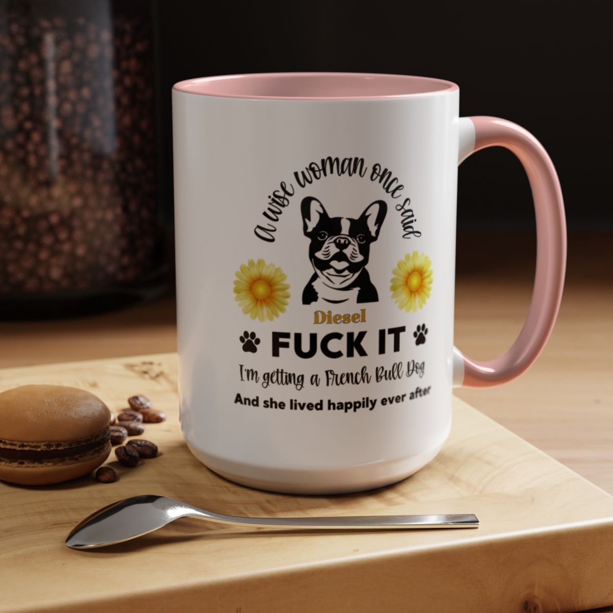 Funny French Bulldog Coffee Mug, Frenchie Tea Cup, Dog Lover Gift, Colorful Ceramic Mug, Cute Puppy Gift