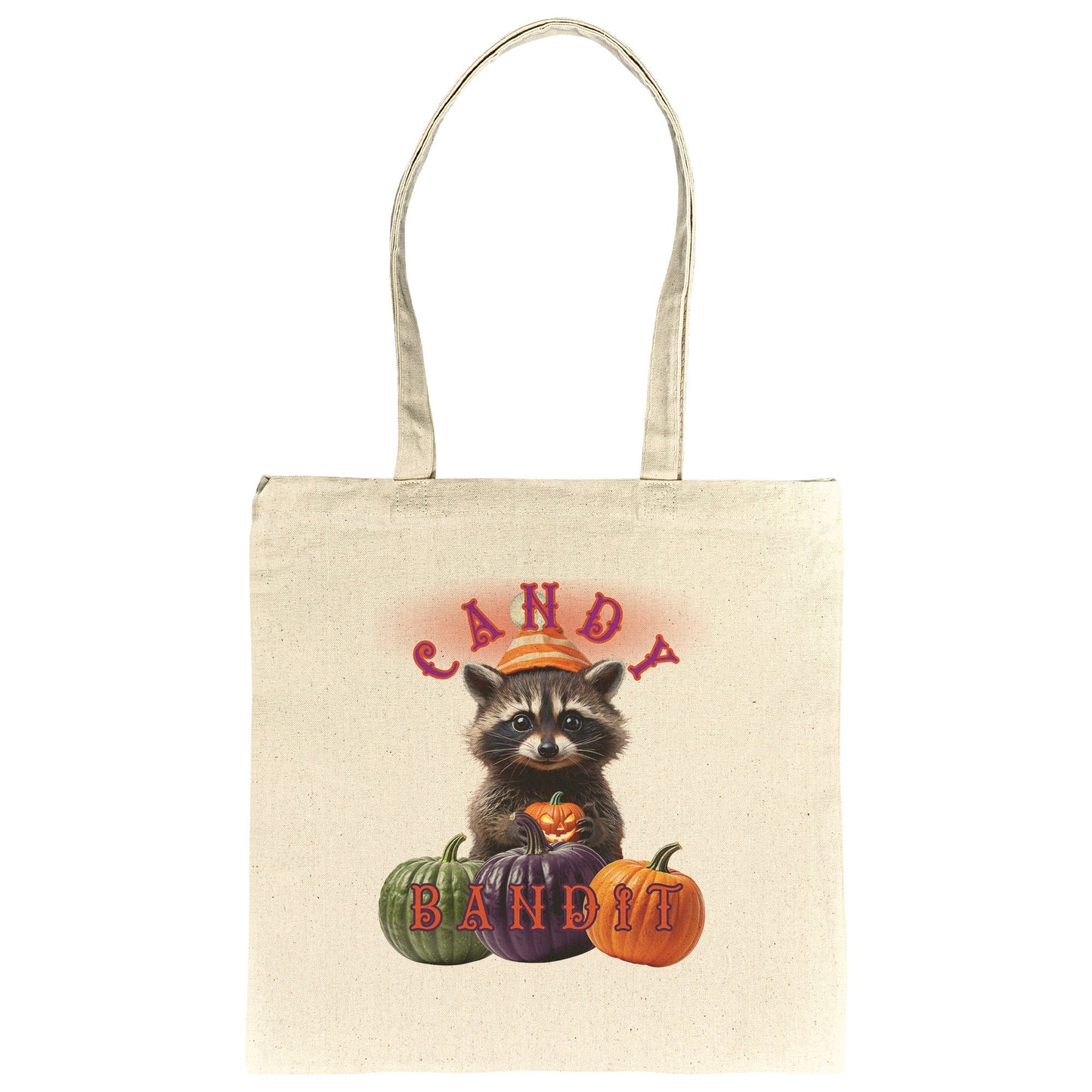 Halloween Candy Trick or Treat Bag with trash panda, Pumpkins, Candy Bandit, Halloween Party Favor, October fall fun tote