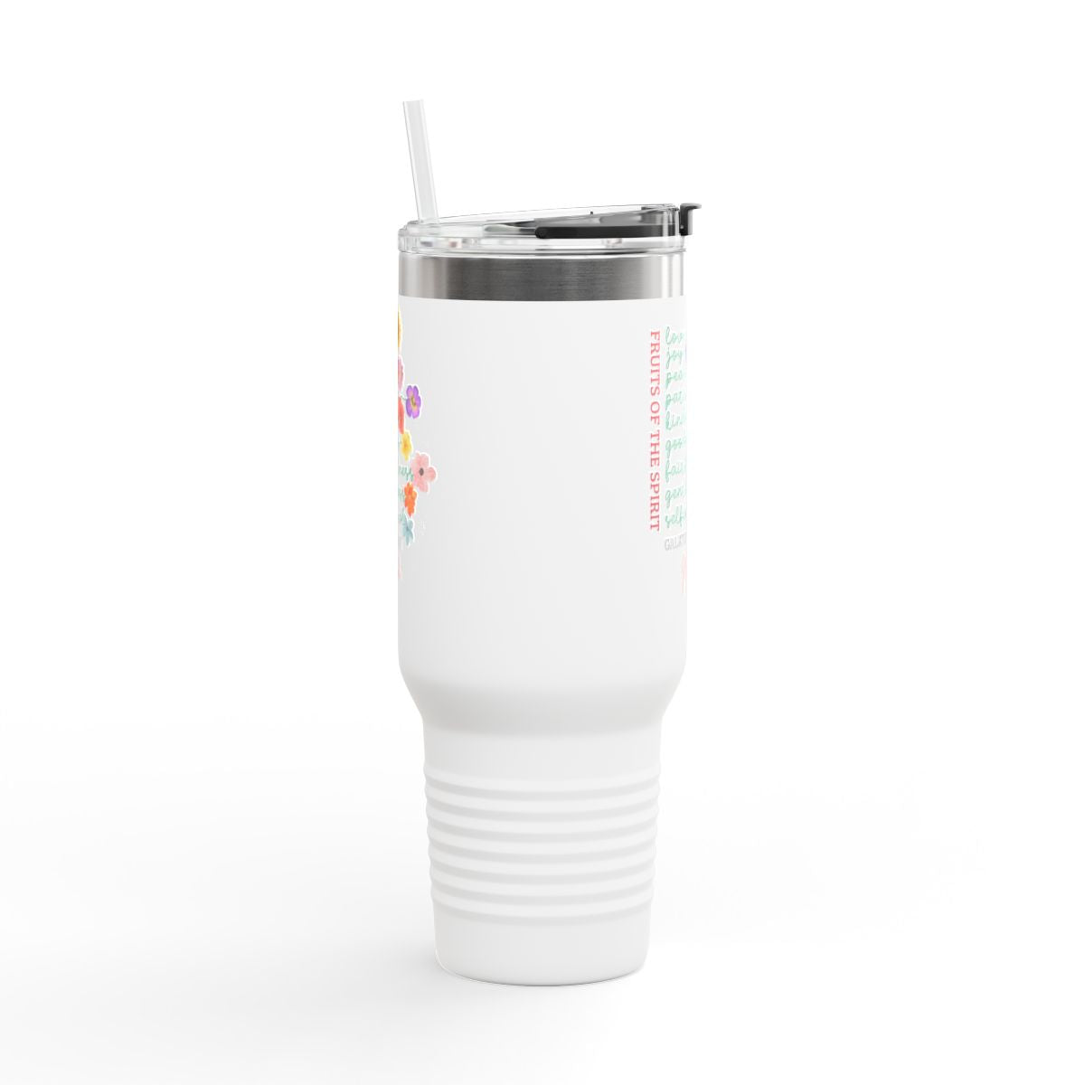 Fruit of the Spirit Travel Mug -Christian Tumbler Gift-Custom Name- Bible Verse Galatians 5:22 - Personalized Faith Cup-Stay Sweet virtues