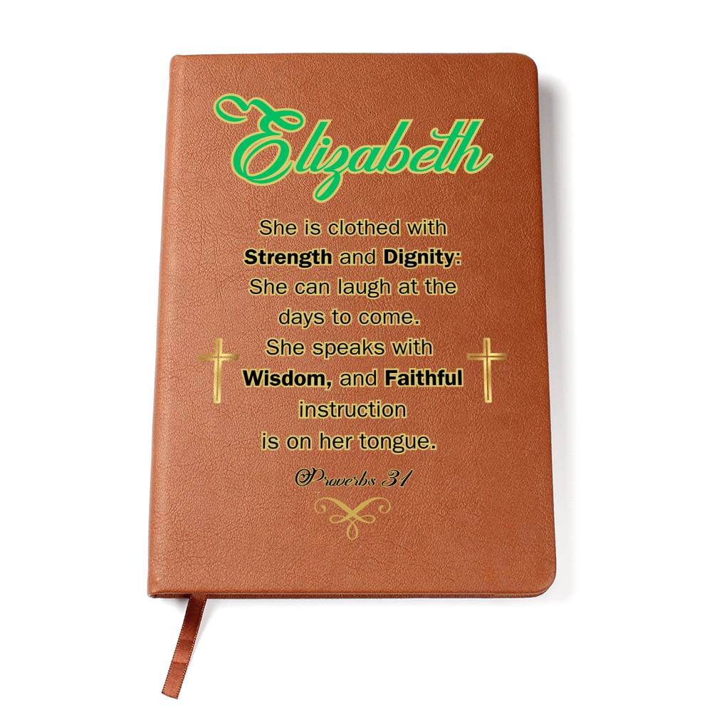 Personalized Proverbs 31 Journal - She is clothed with Strength and Diginity