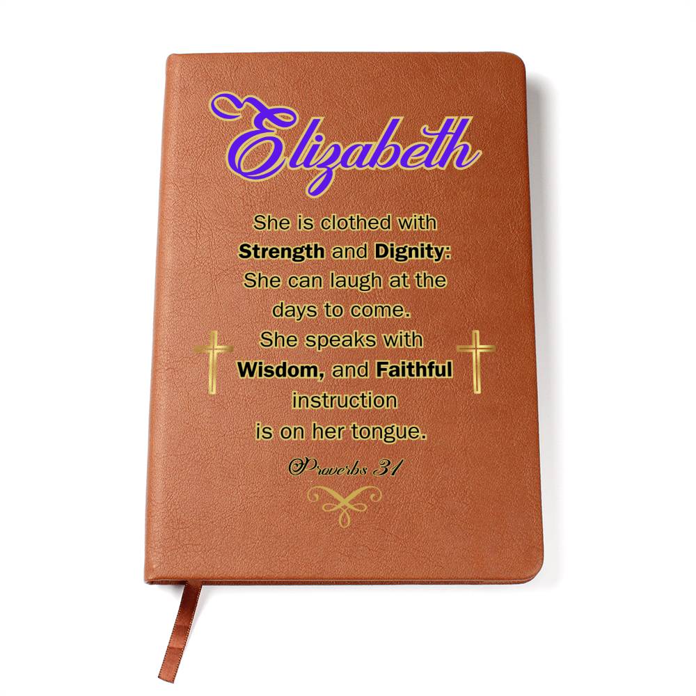 Personalized Proverbs 31 Journal - She is clothed with Strength and Diginity