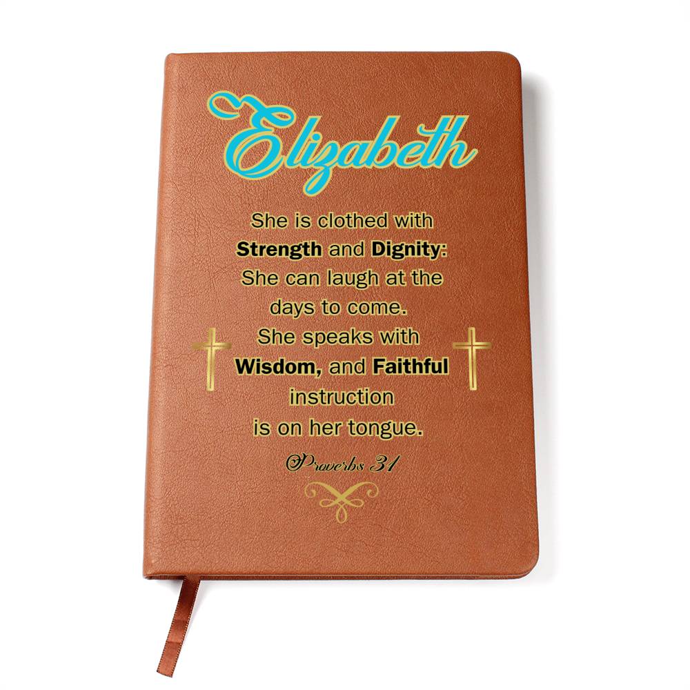 Personalized Proverbs 31 Journal - She is clothed with Strength and Diginity