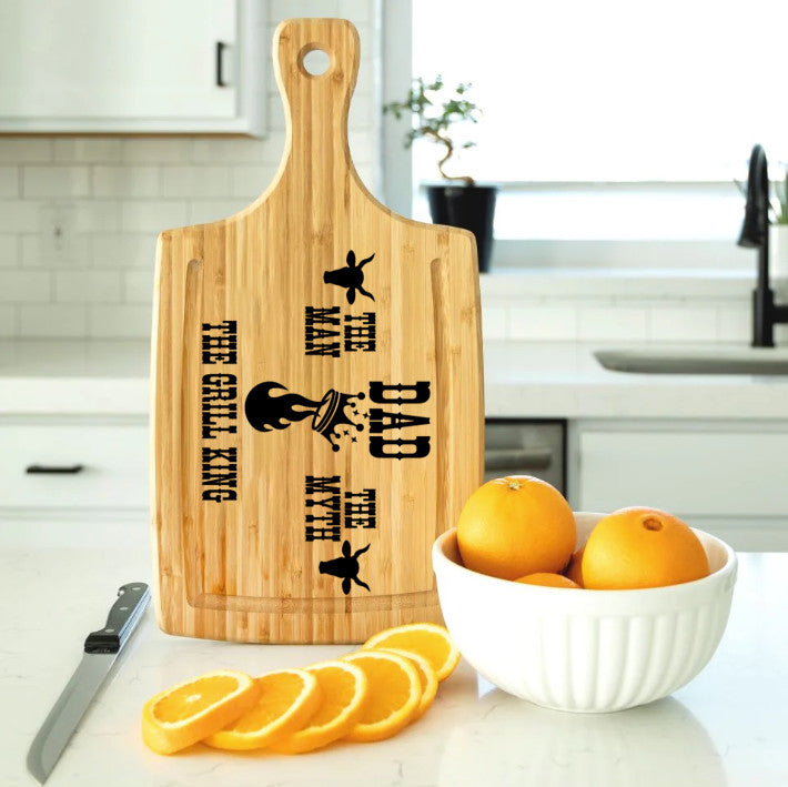 Dad is the Grill King! - Laser engraved cutting and serving board for Dad
