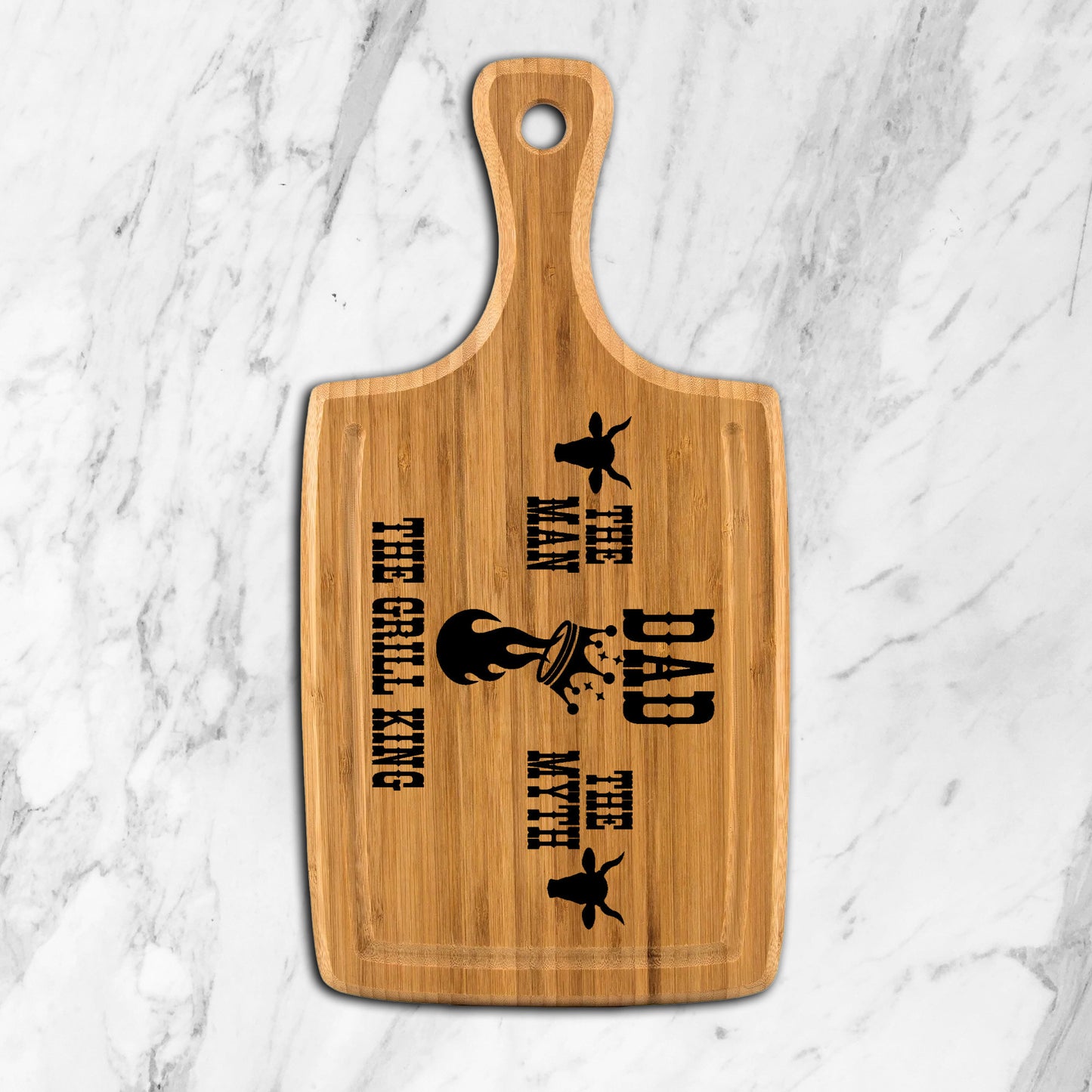 Dad is the Grill King! - Laser engraved cutting and serving board for Dad