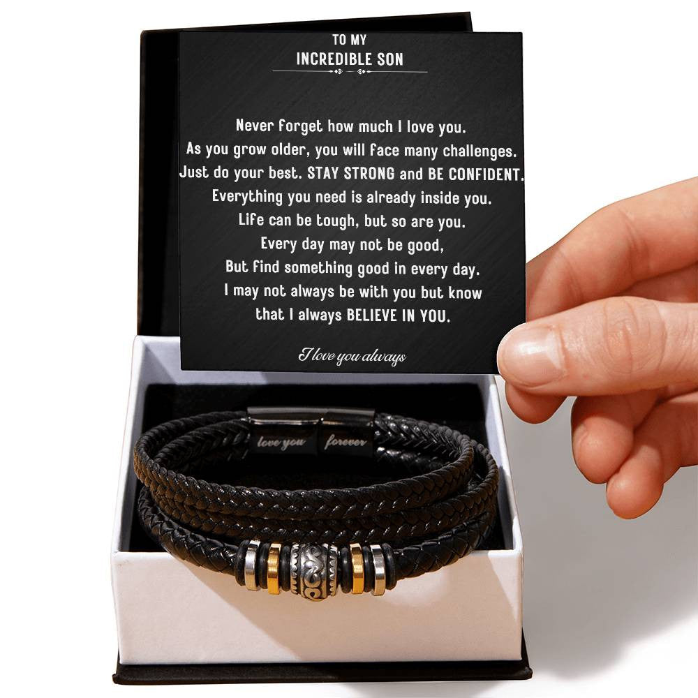 Love You Forever Bracelet for your Incredible Son-Do your best, stay strong and be confident