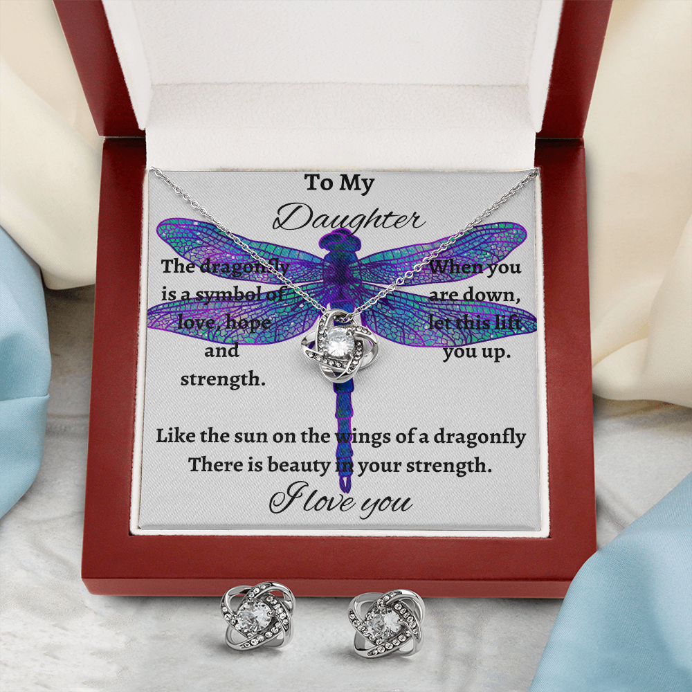 Perfect gift for your daughter-Gorgeous love knot necklace and matching earrings!