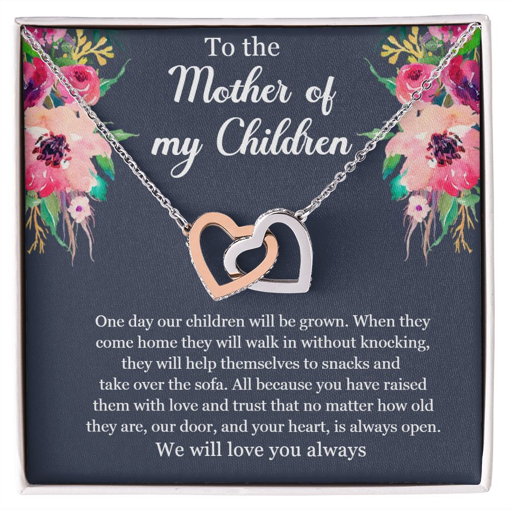 Interlocking hearts necklace-To the Mother of my Children-Mother's Day gift