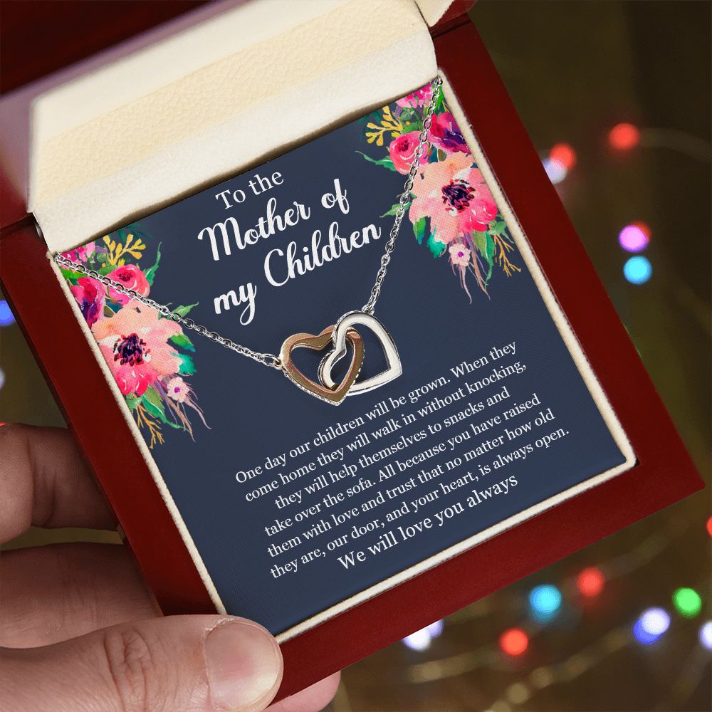 Interlocking hearts necklace-To the Mother of my Children-Mother's Day gift