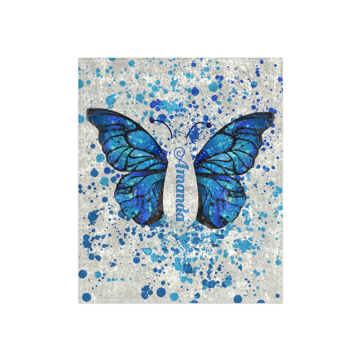 Personalized Butterfly Crushed Velvet Cozy Blanket- Beautiful Gift!
