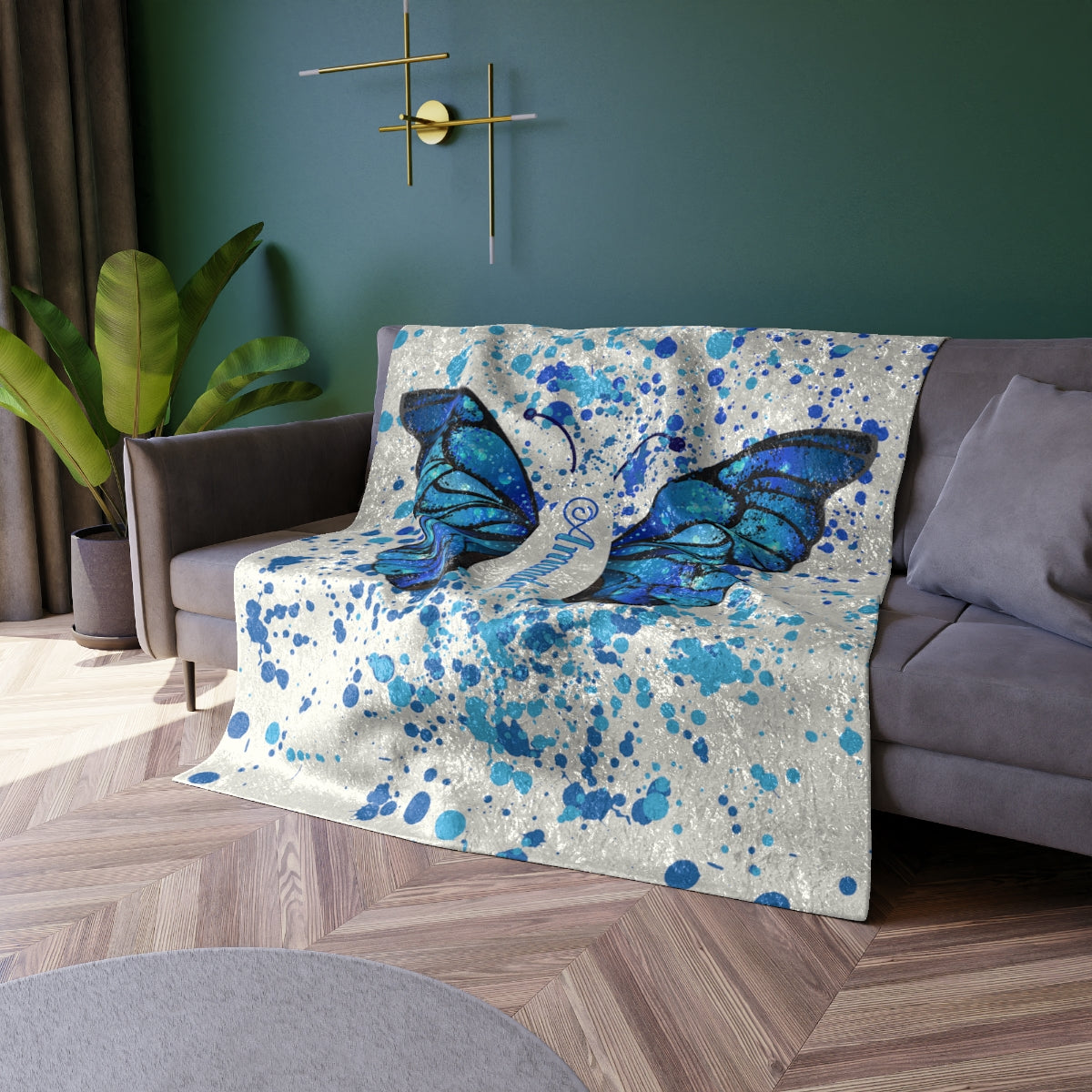 Personalized Butterfly Crushed Velvet Cozy Blanket- Beautiful Gift!