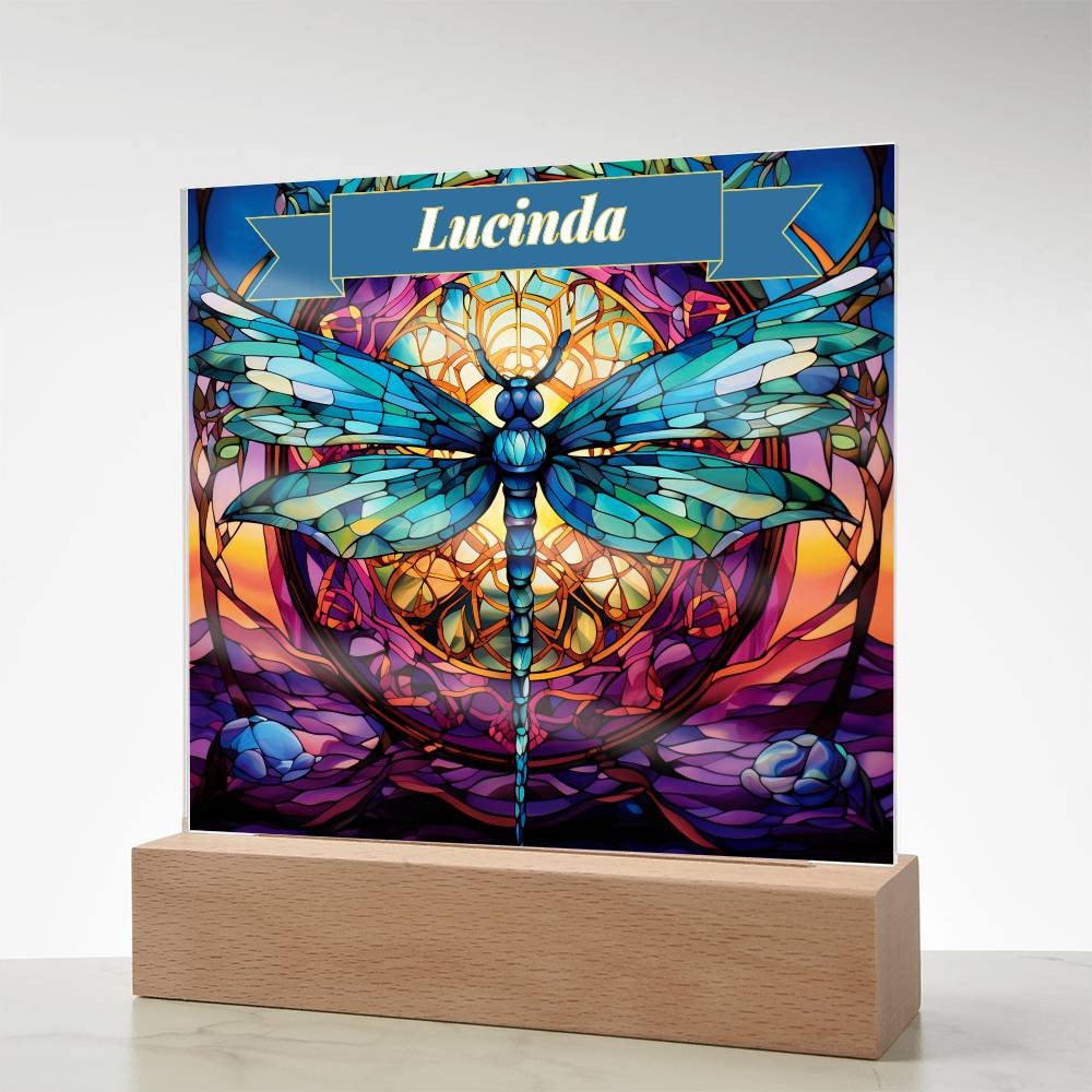 Personalized Dragonfly Acrylic Plaque-upgraded LED light base available!