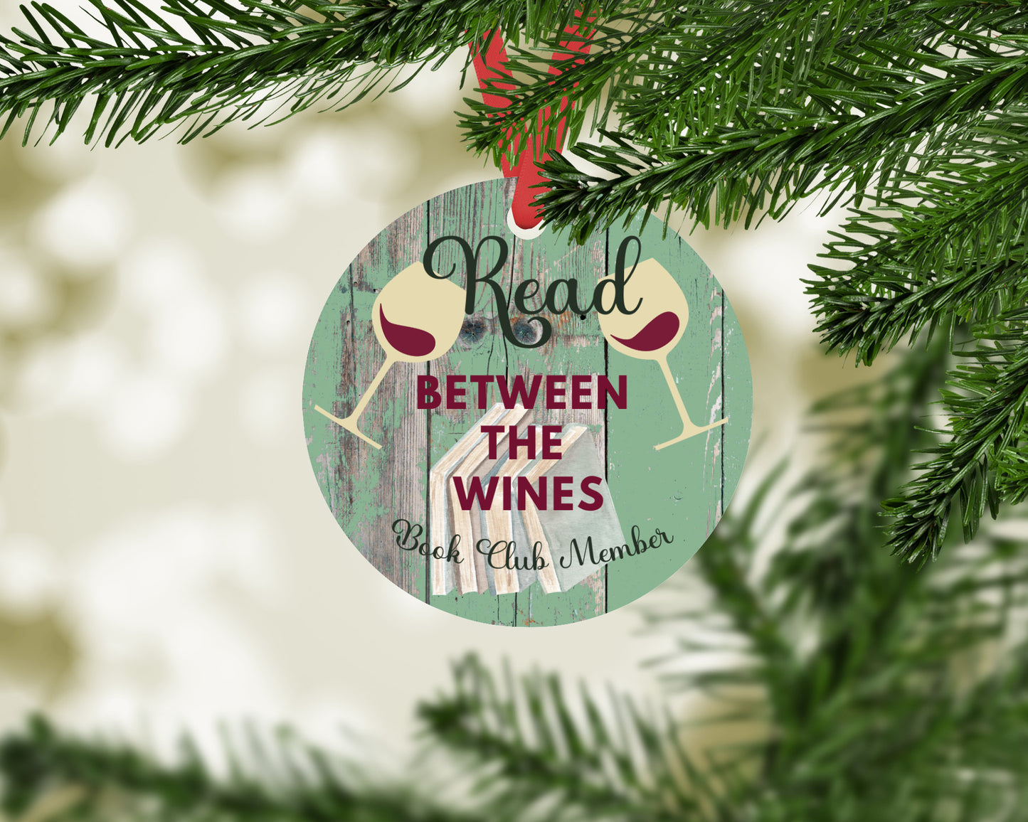 Personalized book club, literary club metal ornament. Perfect gift for book and wine lovers!
