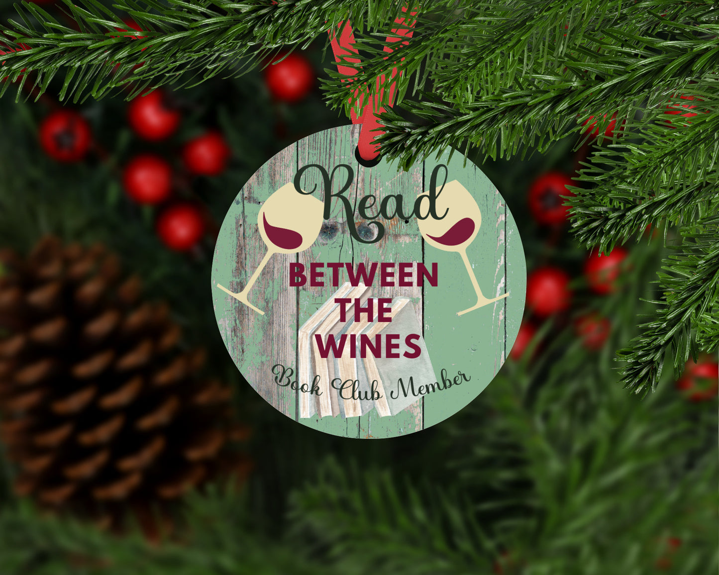 Personalized book club, literary club metal ornament. Perfect gift for book and wine lovers!