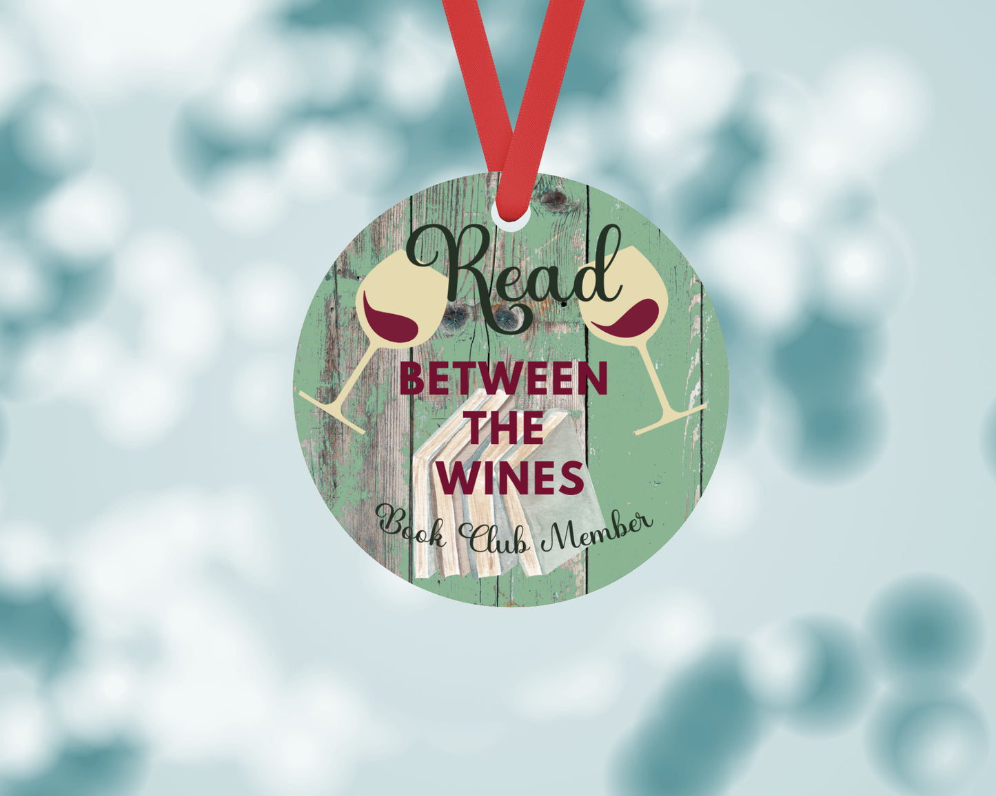 Personalized book club, literary club metal ornament. Perfect gift for book and wine lovers!