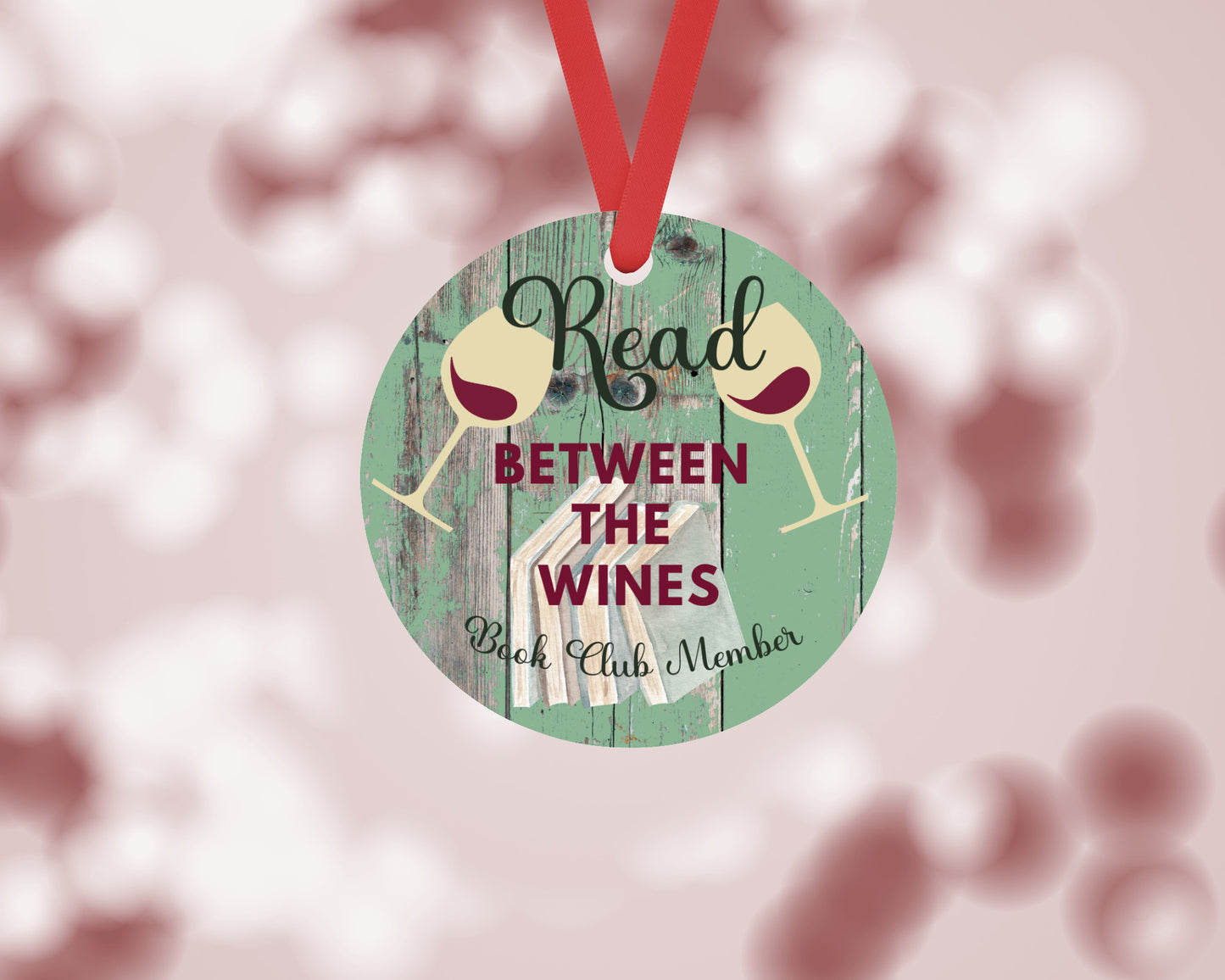 Personalized book club, literary club metal ornament. Perfect gift for book and wine lovers!
