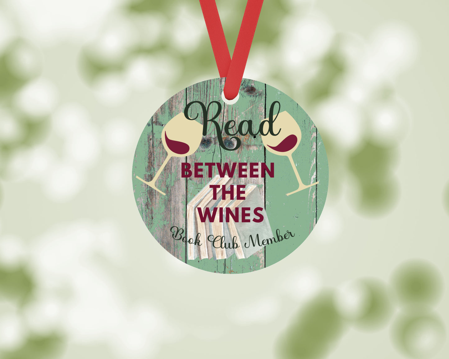 Personalized book club, literary club metal ornament. Perfect gift for book and wine lovers!