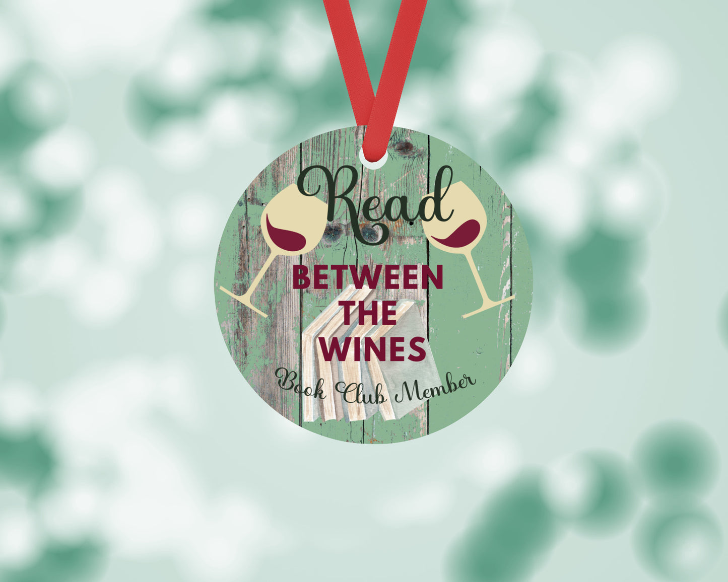 Personalized book club, literary club metal ornament. Perfect gift for book and wine lovers!